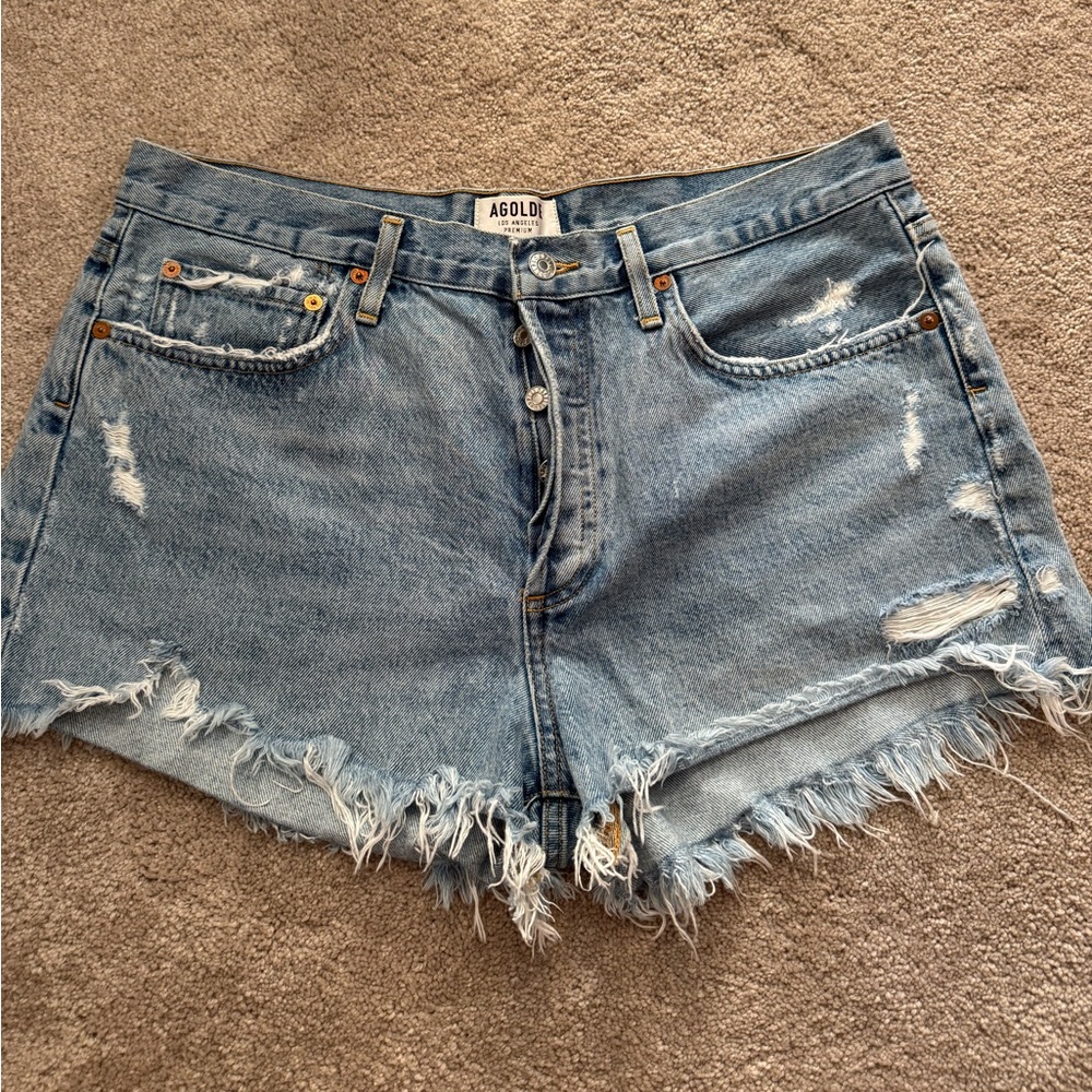 Agolde Light Blue Jean Shorts